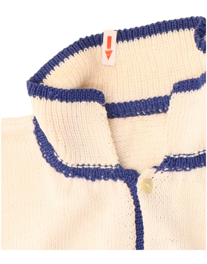 Maglione vintage da uomo con collo a polo bianco medio geometrico