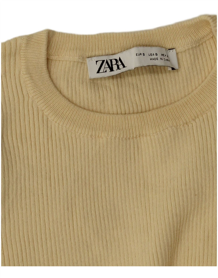 Top corto a maniche lunghe da donna Zara UK 8 piccolo giallo