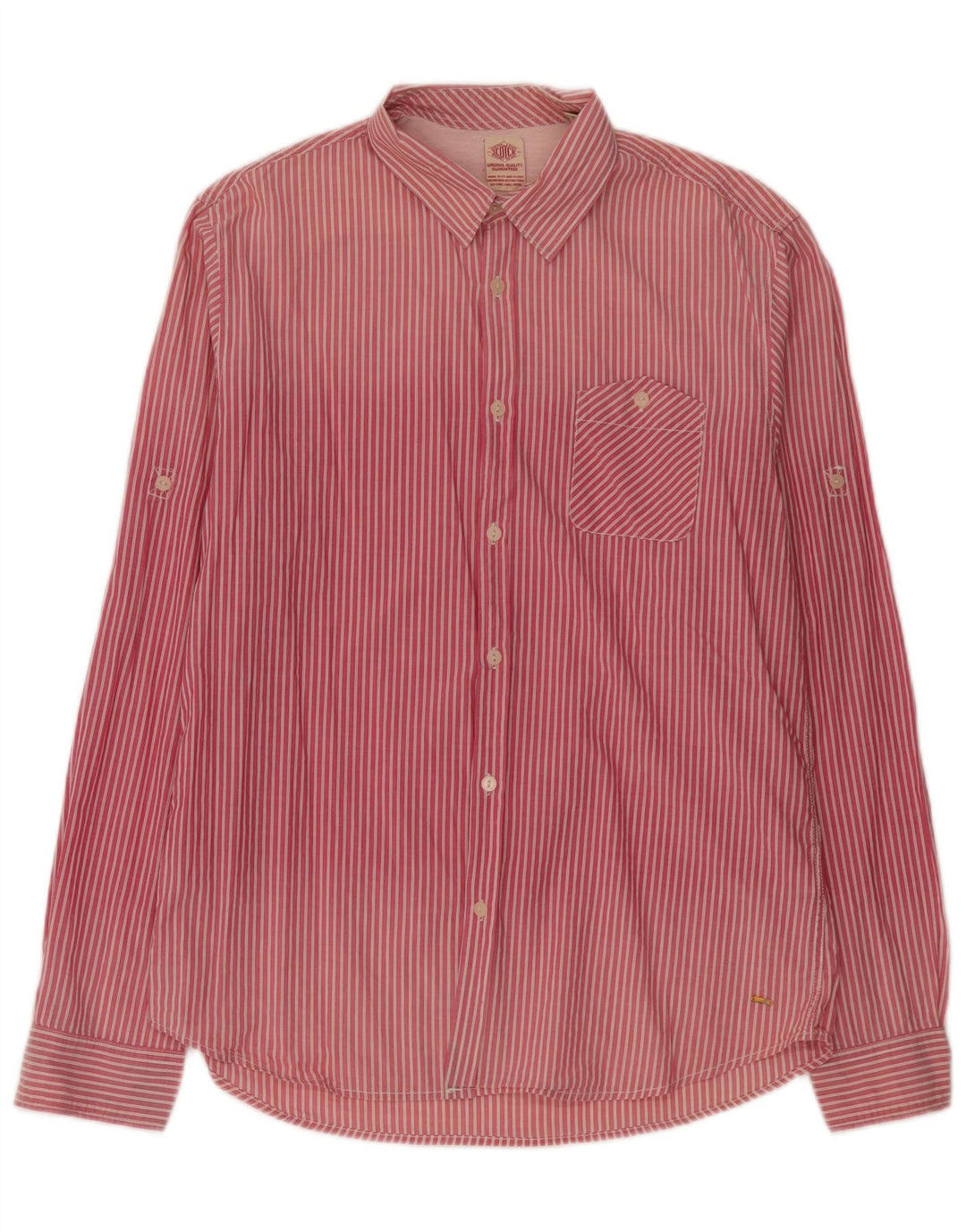 Camicia da uomo Scotch & Soda grande in cotone gessato rosa