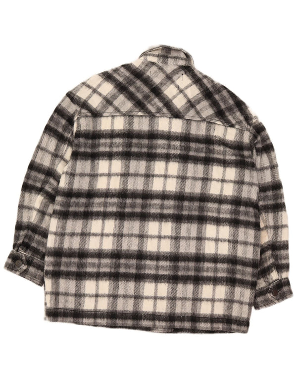 Camicia in flanella oversize da boscaiolo da donna Zara UK 6 XS nera a quadri