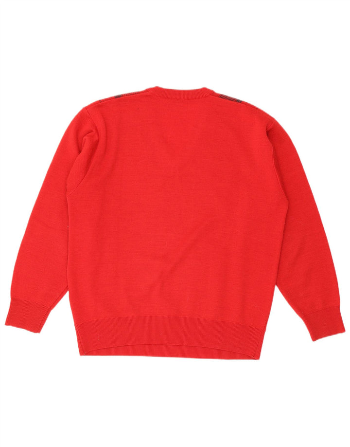 Maglione Gabicci da uomo con scollo a V in lana geometrica rosso medio