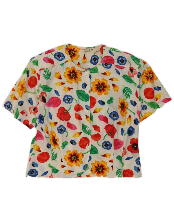 Camicia a maniche corte da donna Express Camicetta UK 14 Medium White Floral