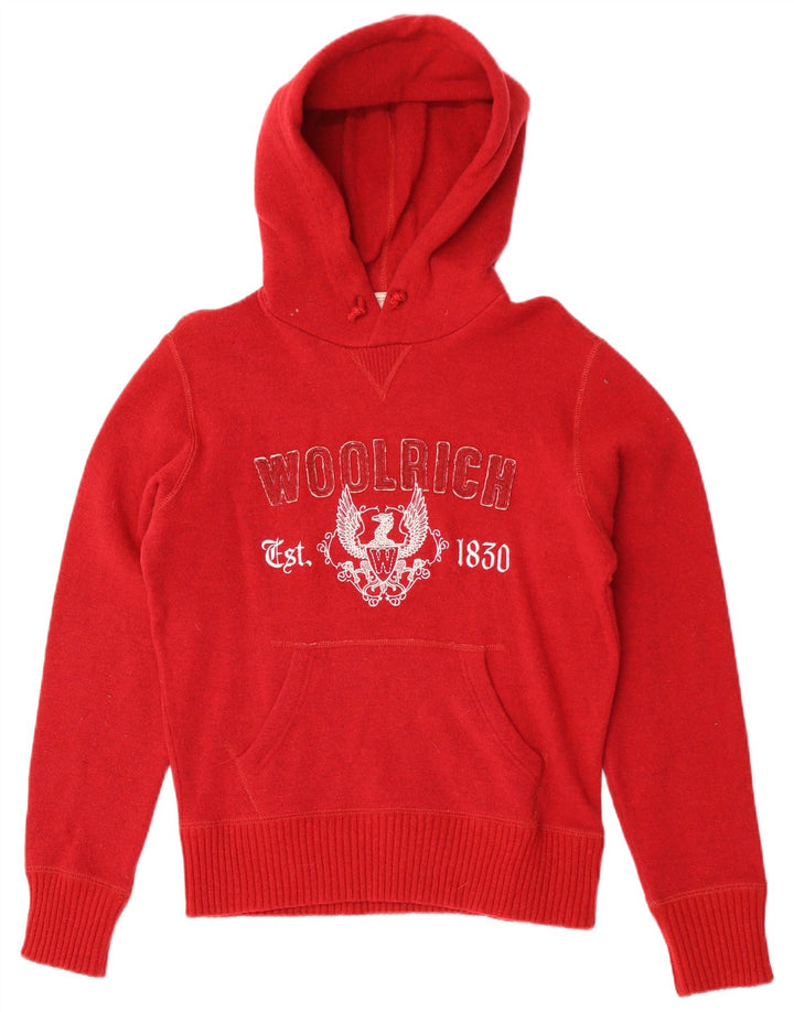 Maglione con cappuccio grafico da uomo Woolrich piccolo in lana rossa