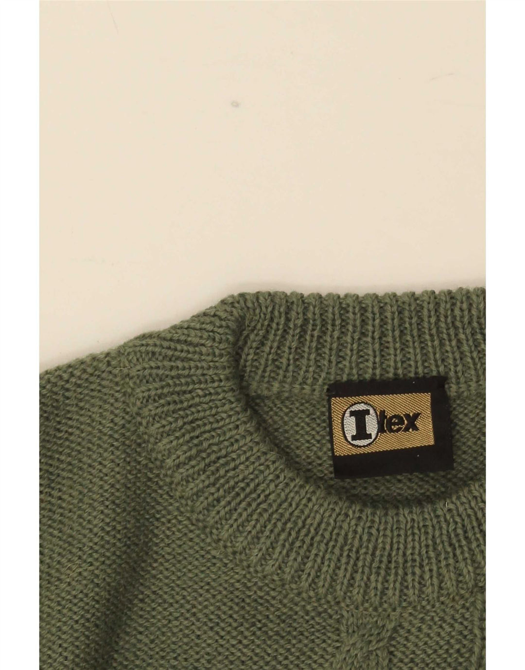 Maglione vintage da uomo girocollo IT 50 verde medio