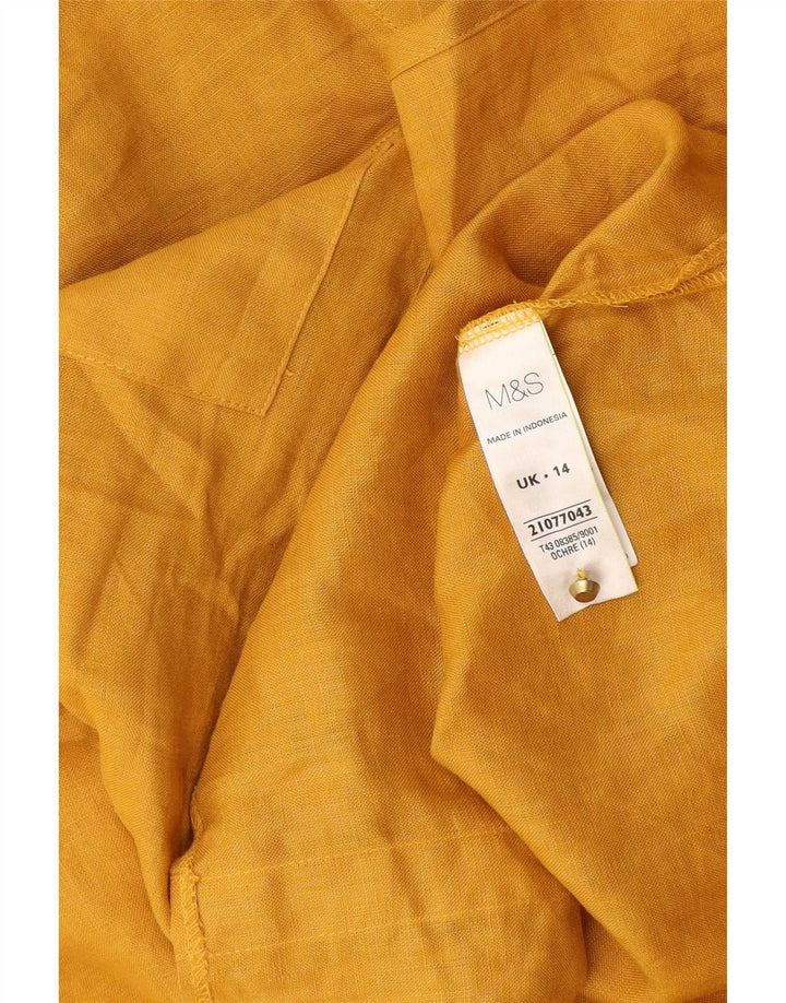 Top in camicetta da donna Marks & Spencer UK 14 grande lino giallo