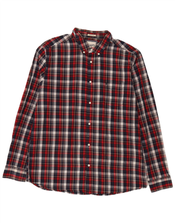 Camicia da uomo in flanella Wrangler XL in cotone scozzese rosso