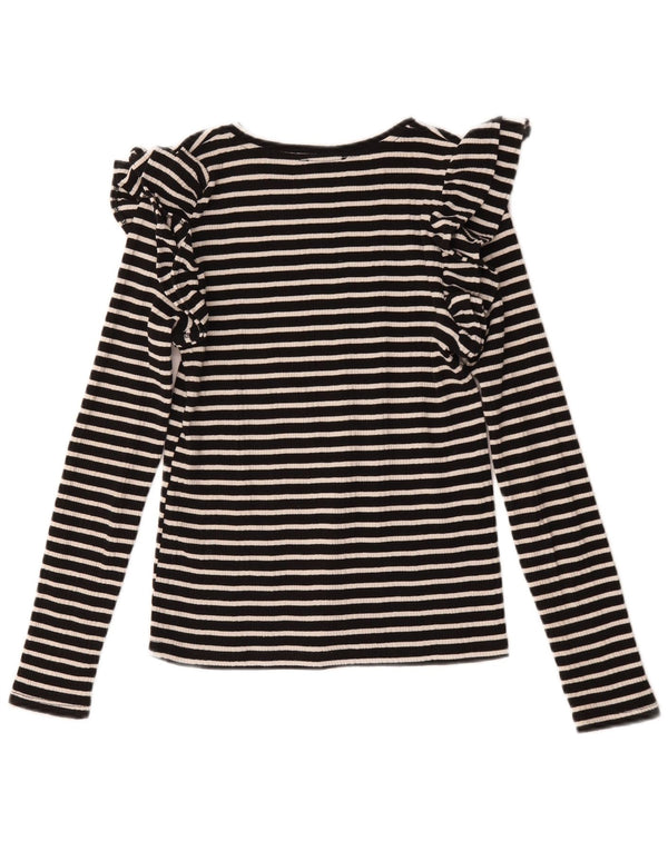 Top Zara da donna a maniche lunghe UK 12 medio a righe nere