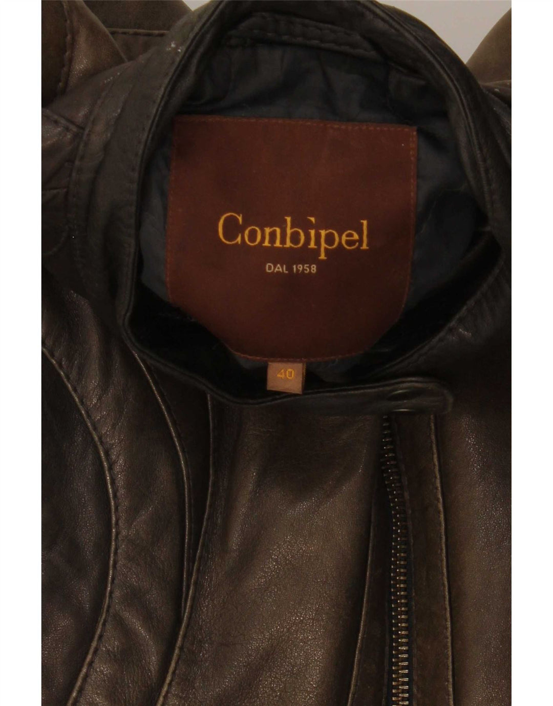 Giacca In Pelle Biker Donna Conbipel IT 40 Small Marrone