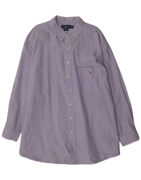 Camicia grande da uomo Ralph Lauren 4XL cotone blu