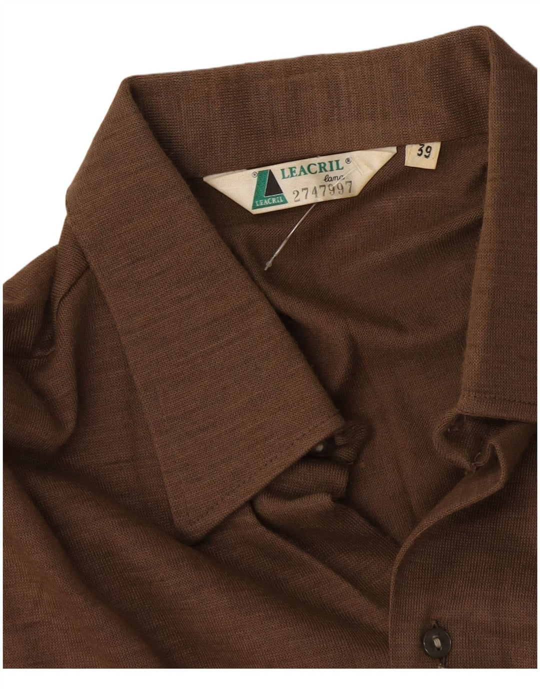 Camicia da uomo vintage taglia 39 in lana marrone medio
