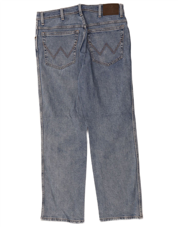 Jeans dritti regolari da uomo Wrangler W33 L30 cotone blu