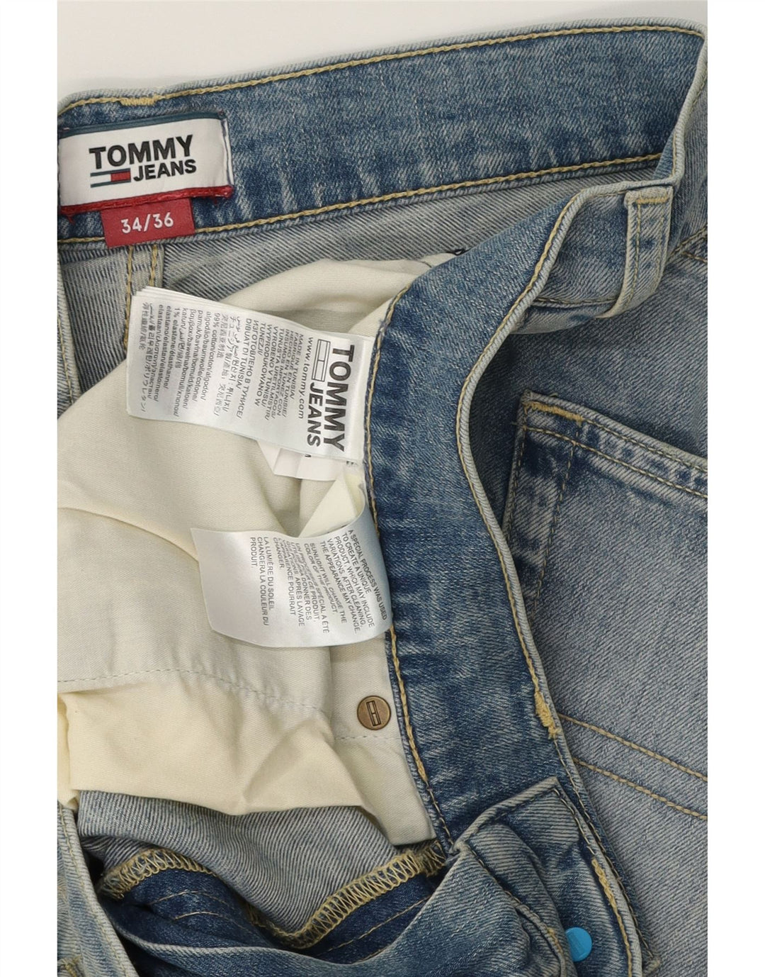 TOMMY HILFIGER Jeans dritti da uomo W34 L36 cotone blu