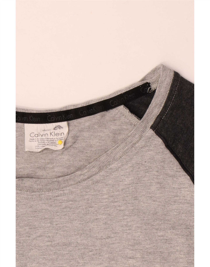 Calvin Klein Maglietta grafica da uomo a maniche lunghe in cotone color block grigio medio