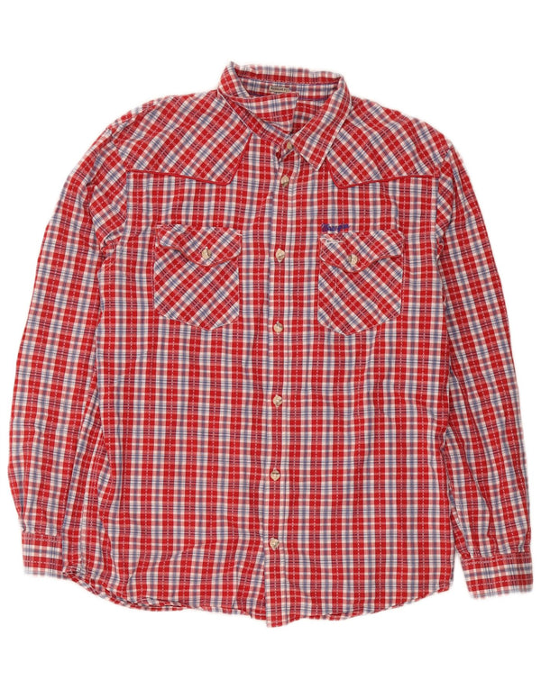 Camicia Wrangler da uomo vestibilità regolare XL in cotone a quadri rossi