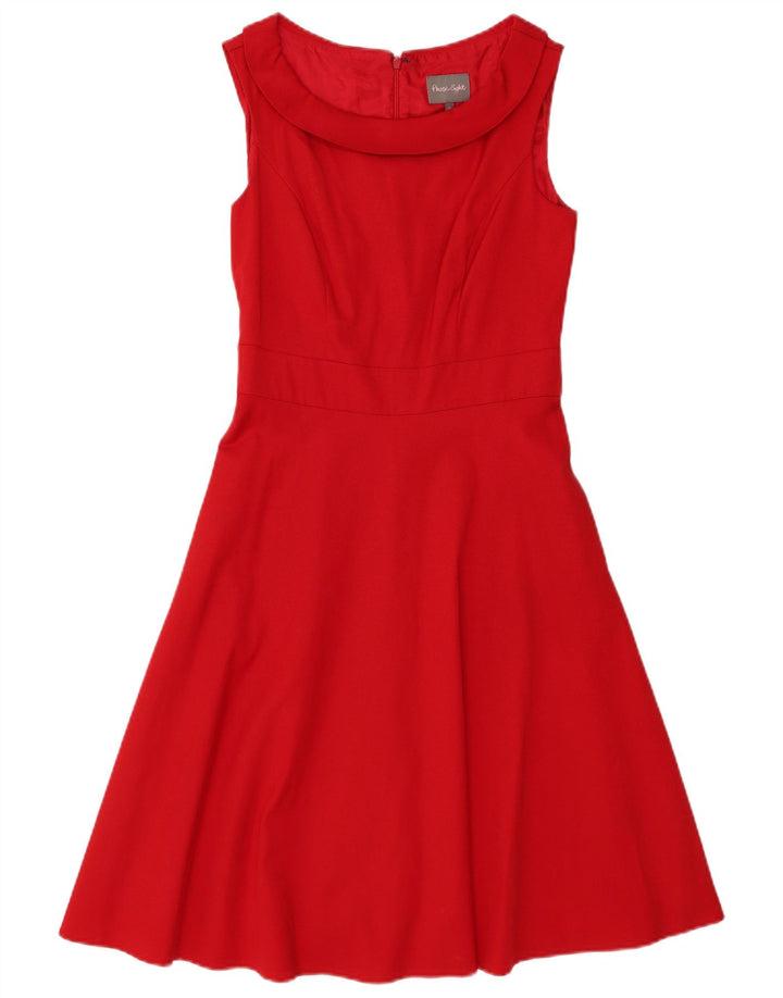 PHASE EIGHT Abito da donna senza maniche a trapezio UK 10 Piccolo acetato rosso