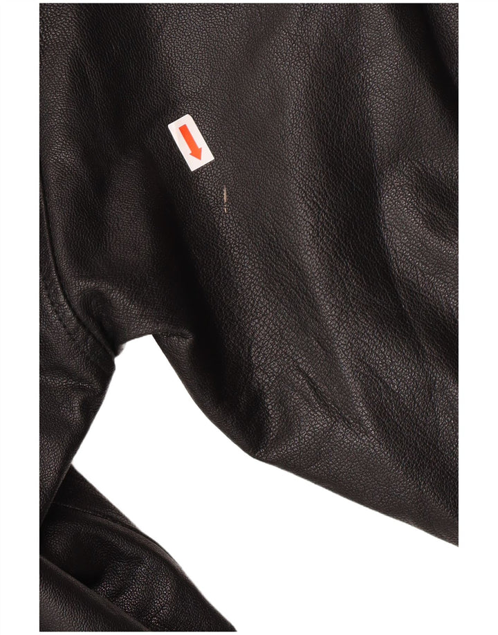 Cappotto in pelle da donna VINTAGE UK 18 XL in pelle nera