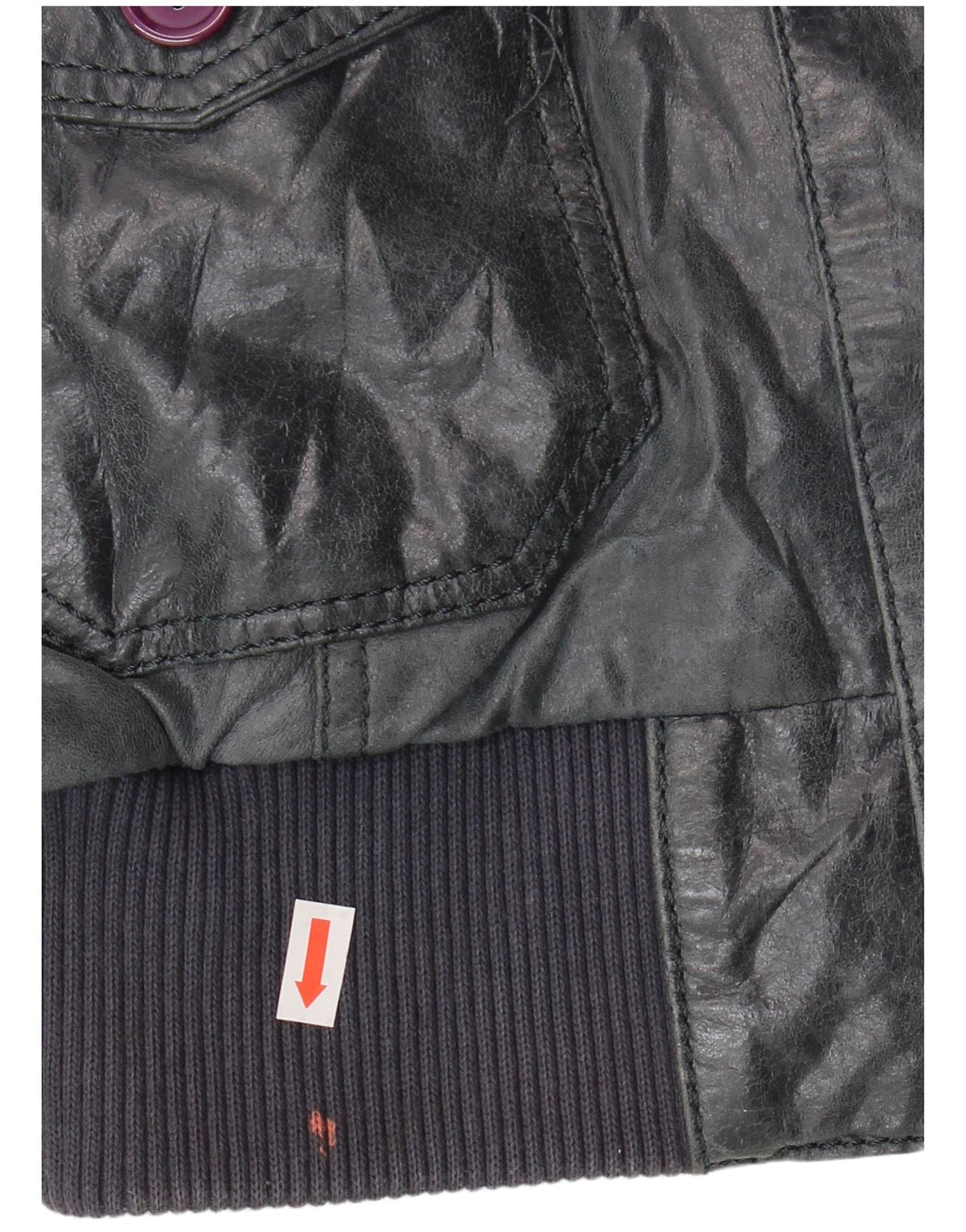 Giacca bomber da donna vintage in pelle IT 46 grande in pelle blu navy