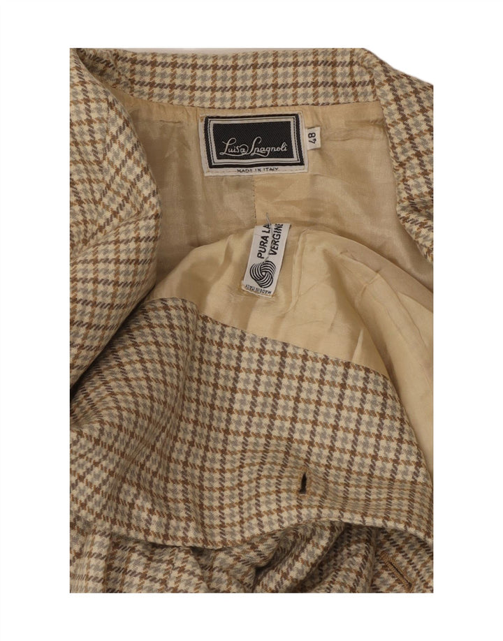 Giacca Blazer a 2 Bottoni Donna Luisa Spagnoli IT 48 XL Pied De Poule Beige