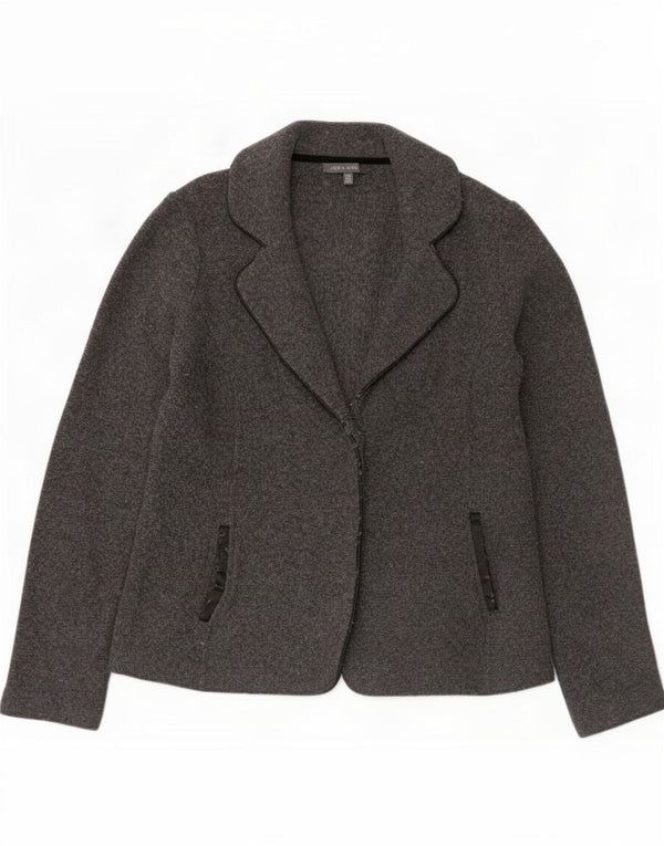 Maglione cardigan da donna Laura Ashley UK 12 Lana d'agnello grigio medio