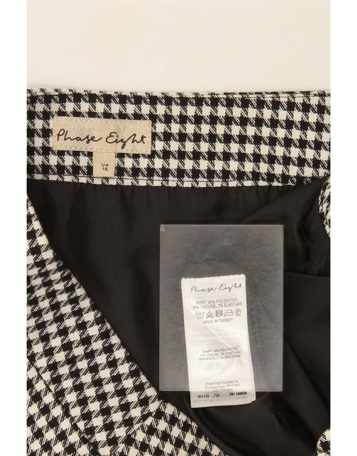 Minigonna da donna Phase Eight UK 18 XL W38 Poliestere pied de poule nero