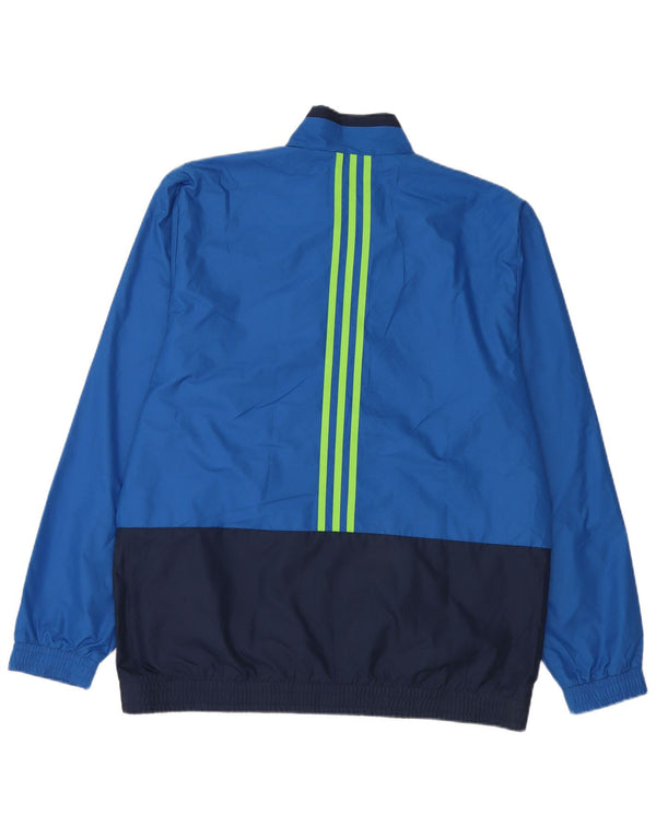 Giacca da tuta da uomo Adidas UK 42/44 Large Blu Colourblock Poliestere