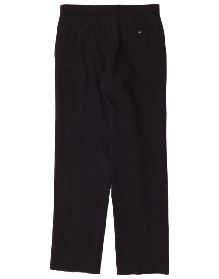 Pantaloni casual dritti da uomo Marks & Spencer W32 L33 lana blu navy