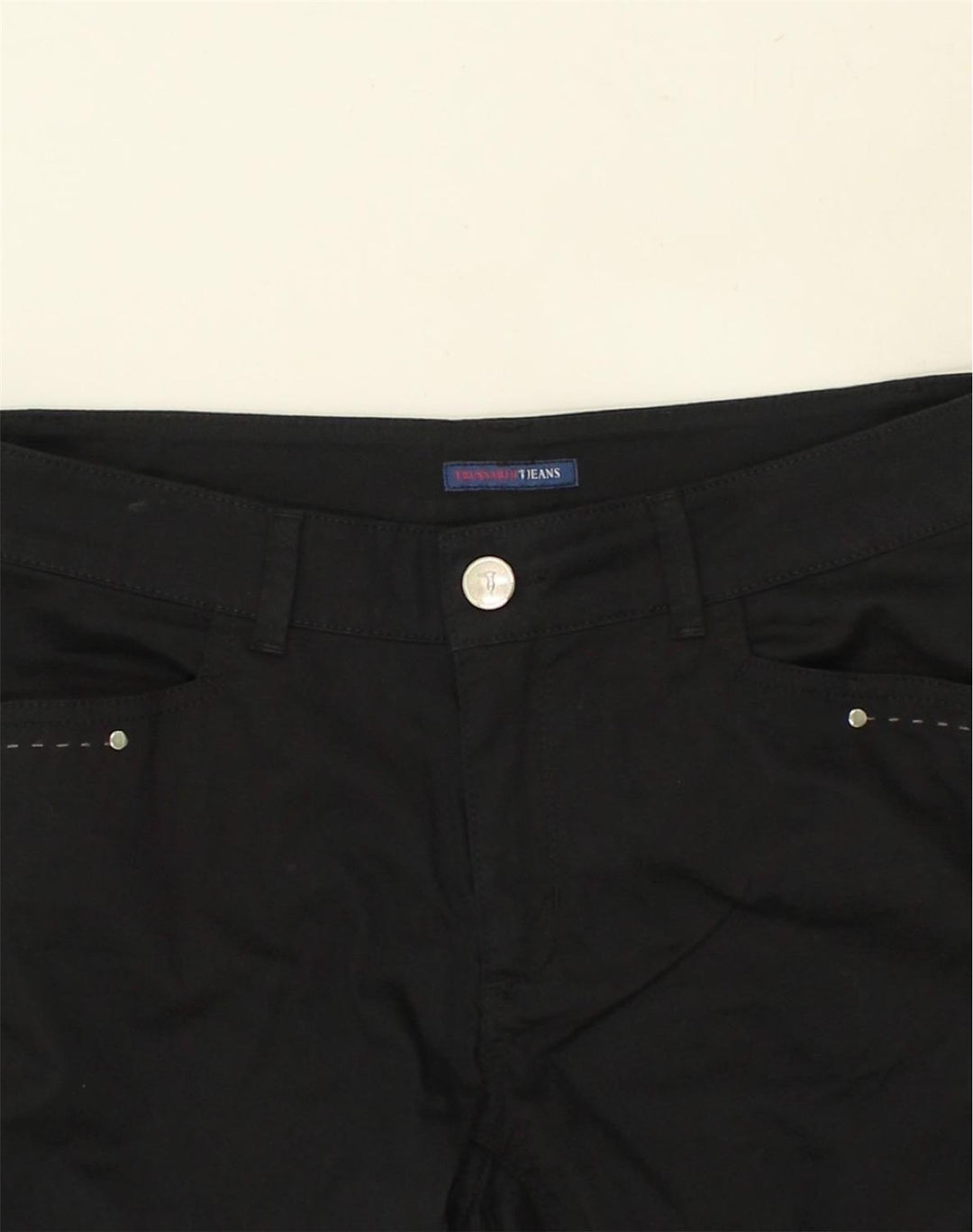 TRUSSARDI JEANS Womens Slim Casual Trousers W32 L27  Black Cotton | Vintage Trussardi Jeans | Thrift | Second-Hand Trussardi Jeans | Used Clothing | Messina Hembry 