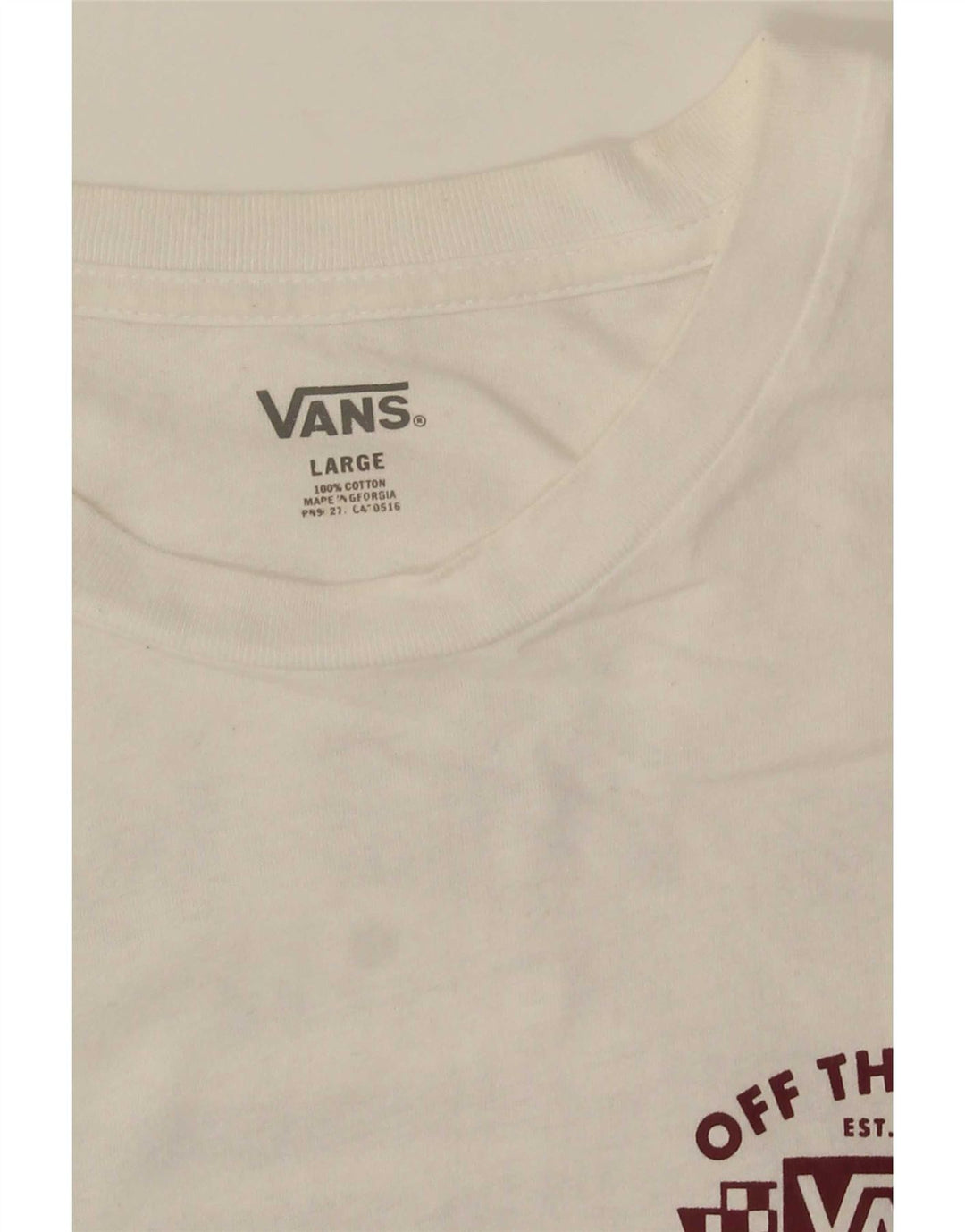 T-shirt grafica da uomo Vans grande in cotone bianco