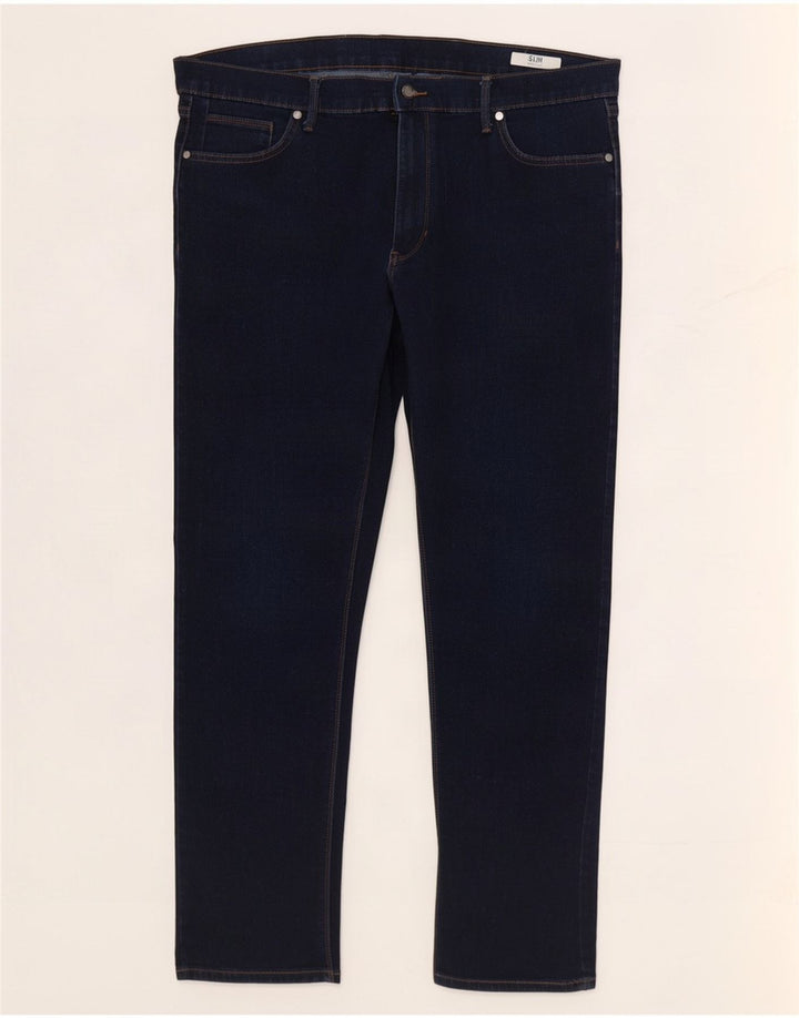 Jeans slim da uomo Marks & Spencer W40 L31 cotone blu navy