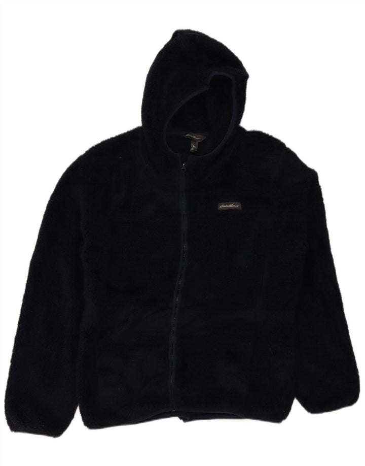 Giacca in pile con cappuccio da ragazzo EDDIE BAUER 15-16 anni XL poliestere blu navy