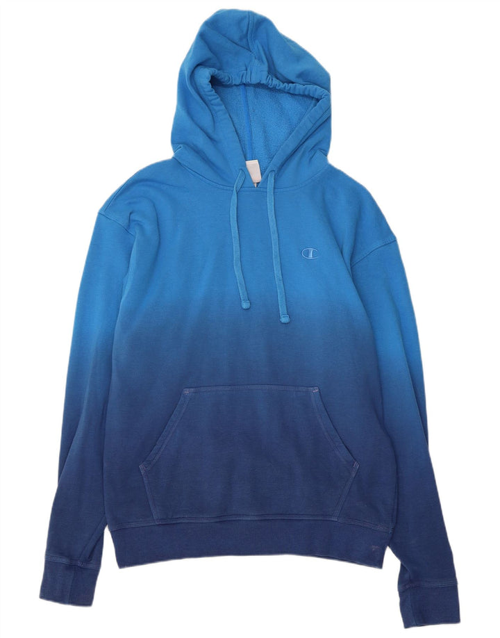 Maglione con cappuccio da uomo CHAMPION in cotone color block blu medio