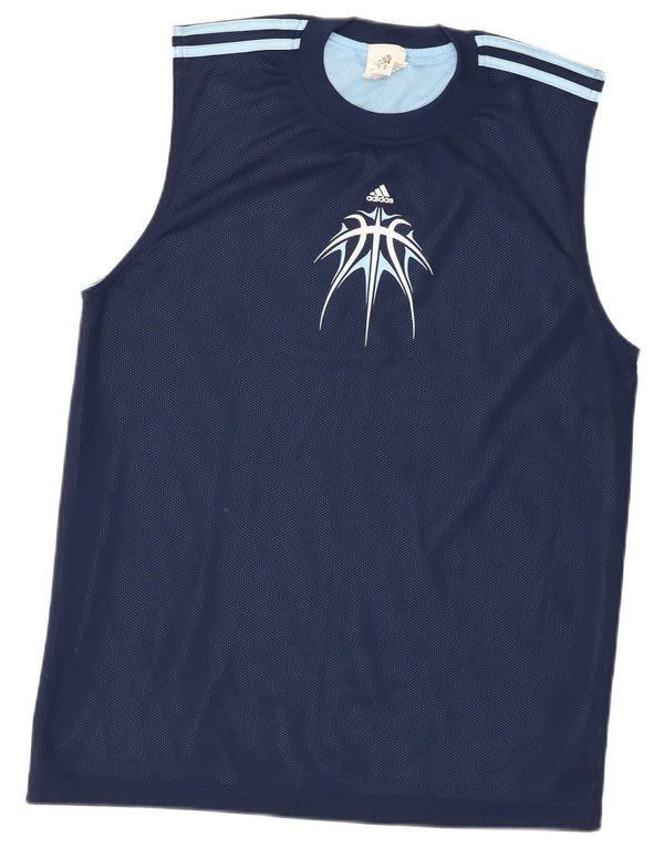Canottiera grafica da uomo Adidas Small in poliestere blu navy