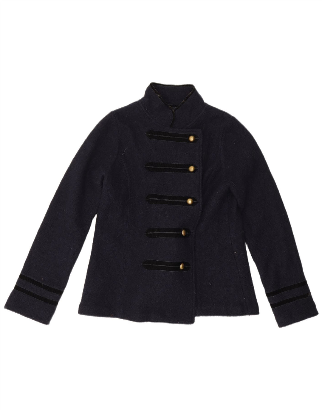 Giacca blazer a 5 bottoni da donna Zara UK 16 grande in lana blu navy