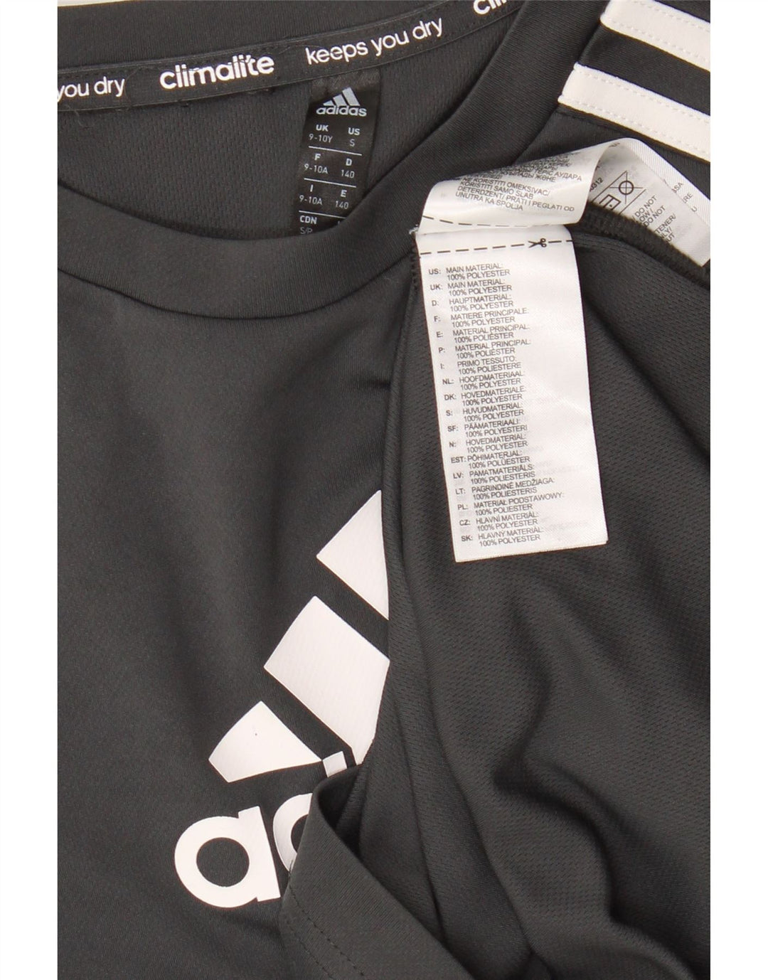 T-shirt grafica da ragazzo Adidas Top 9-10 anni in poliestere grigio