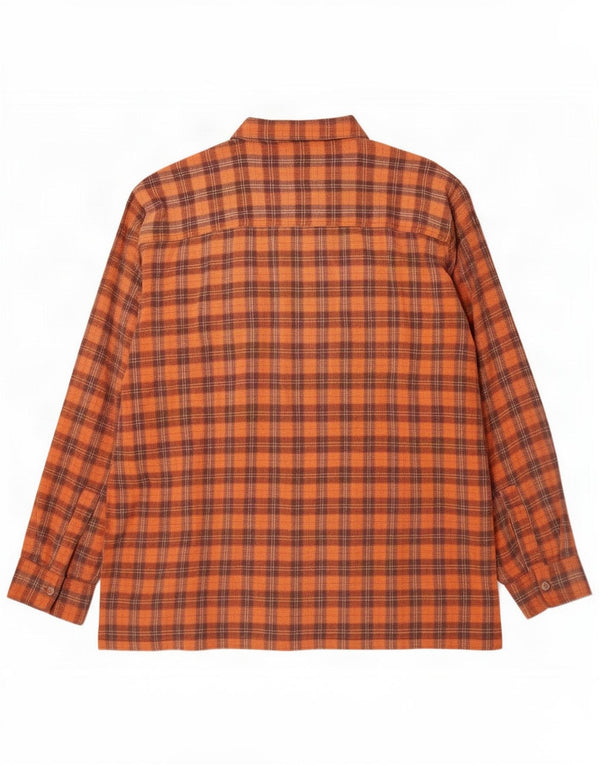 Picdor Camicia da uomo in flanella pullover XL Cotone a quadri arancione