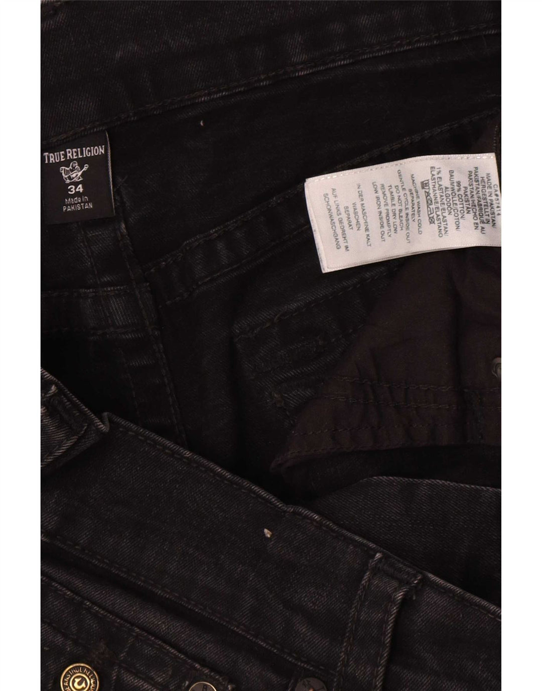 Jeans slim da uomo True Religion W34 L31 cotone nero