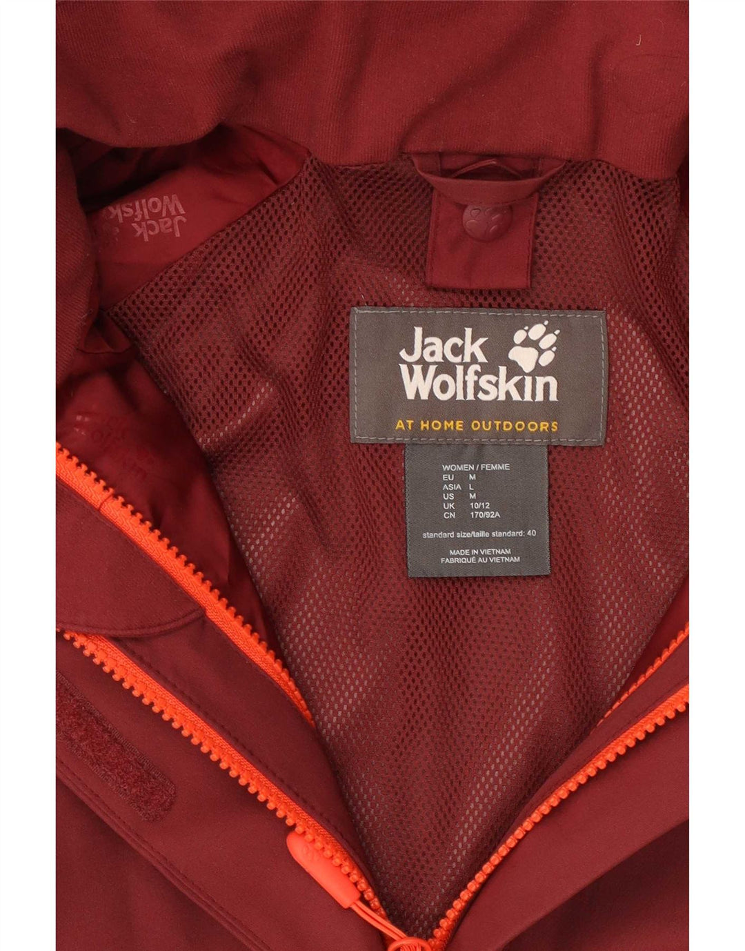 Giacca antipioggia da donna Jack Wolfskin UK 10/12 Colorblock medio bordeaux