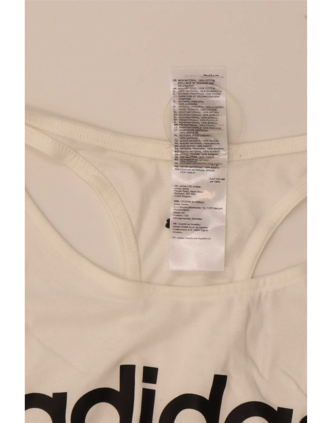 Canotta grafica da donna Adidas UK 12/14 Cotone bianco medio