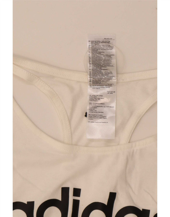 Canotta grafica da donna Adidas UK 12/14 Cotone bianco medio