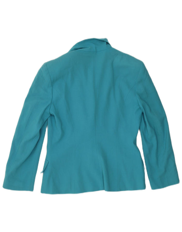 Giacca blazer vintage da donna a 1 bottone UK 16 grande lana blu