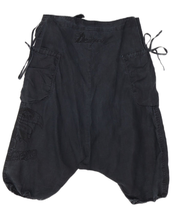 DESIGUAL Pantaloncini cargo Harem grafici da donna EU 34 XS W30 Ramie nero