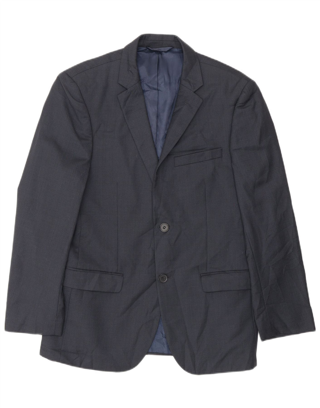 Giacca blazer slim fit da uomo Dkny a 2 bottoni EU 46 piccola in lana blu navy