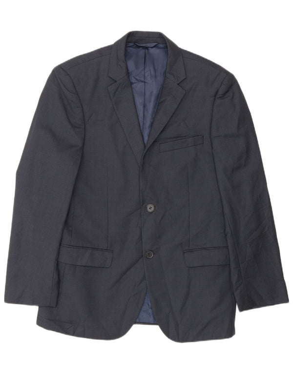 Giacca blazer slim fit da uomo Dkny a 2 bottoni EU 46 piccola in lana blu navy