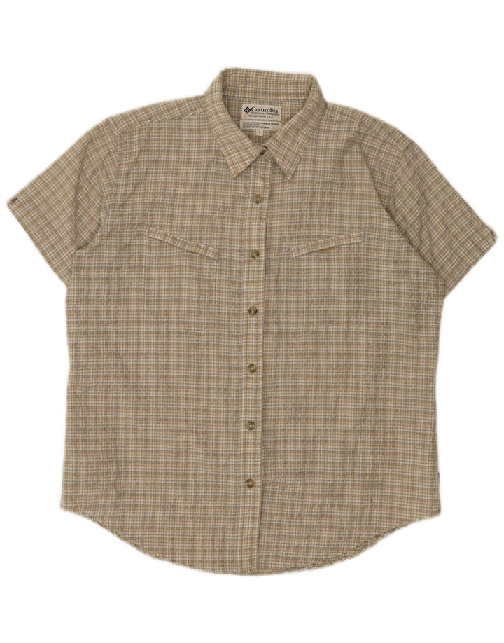 Camicia a maniche corte da donna COLUMBIA UK 16 Poliestere a quadri beige grande
