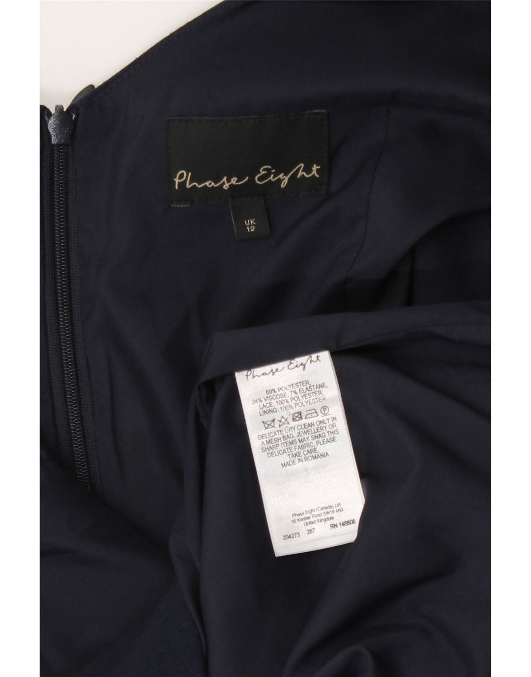 Abito tubino senza maniche da donna Phase Eight UK 12 Poliestere blu navy medio