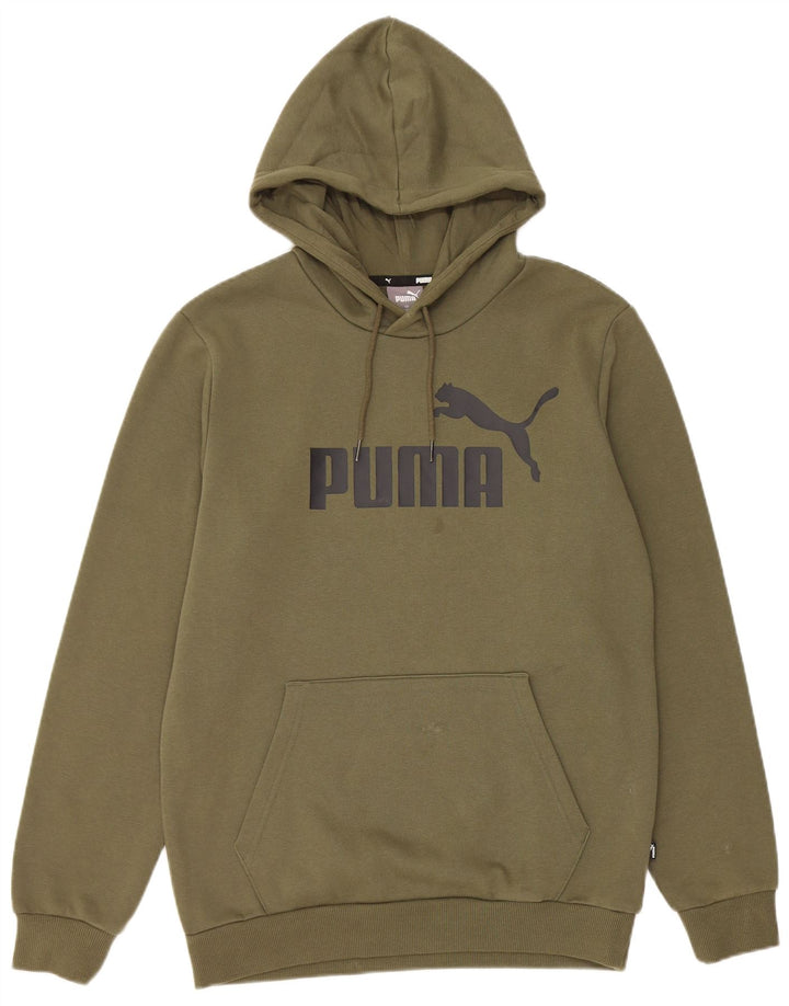 Felpa con cappuccio grafica da uomo Puma piccola in cotone kaki