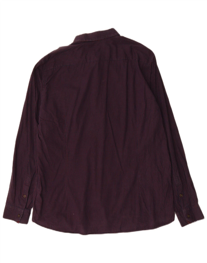 Camicia da uomo Ted Baker taglia 6 2XL cotone a quadretti viola