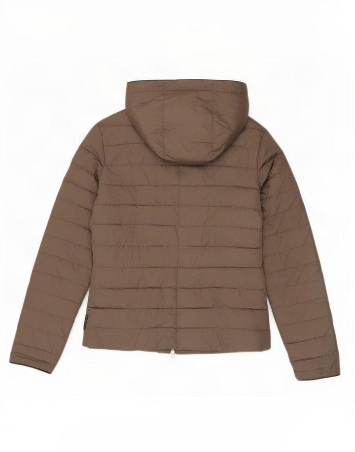 Giacca imbottita con cappuccio da donna Armani Jeans IT 42 Poliestere marrone medio