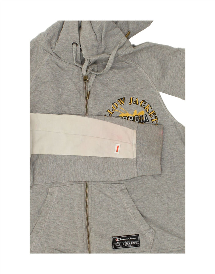 CHAMPION Womens Graphic Crop Zip Hoodie Sweater UK 12 Medium Grey | Vintage Champion | Thrift | Second-Hand Champion | Used Clothing | Messina Hembry 
