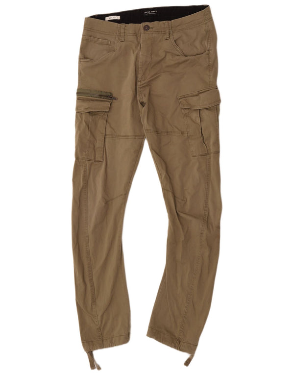Pantaloni cargo slim banana anti vestibilità Jack & Jones da uomo W31 L34 cotone kaki